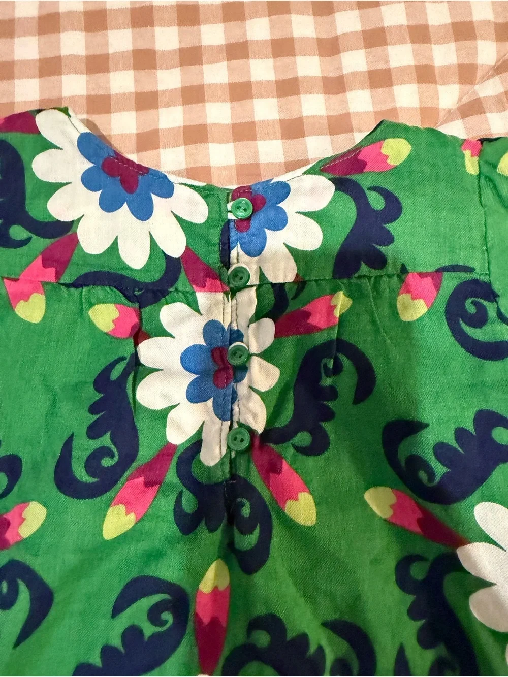 Baby Gap Toddlers Size 3years Green Dress Spring Flowers Medallions Soft Cotton